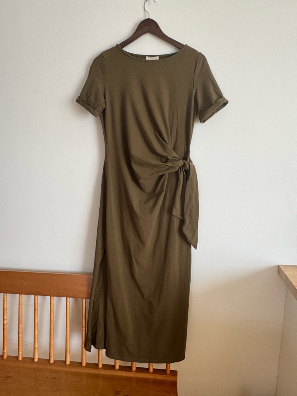 Sézane Pippa dress in olive green